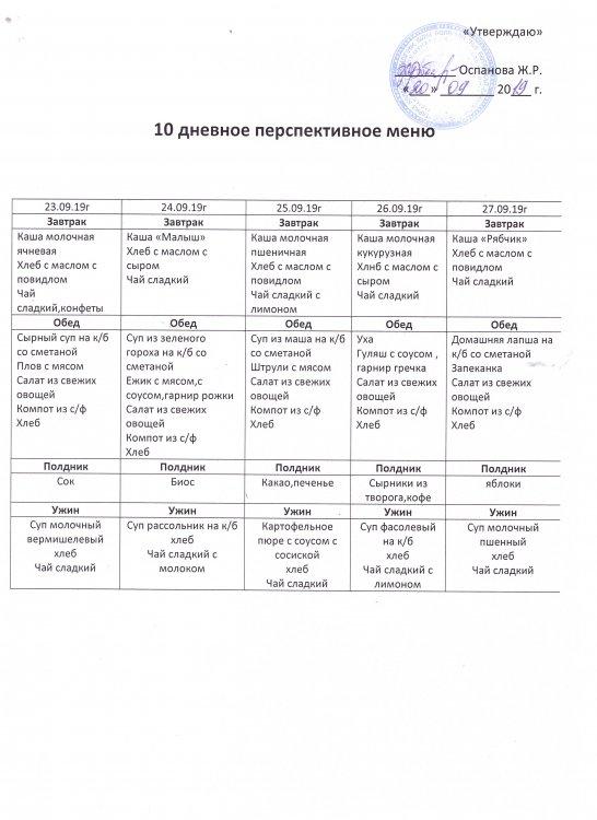 10-дневное  перспективное меню